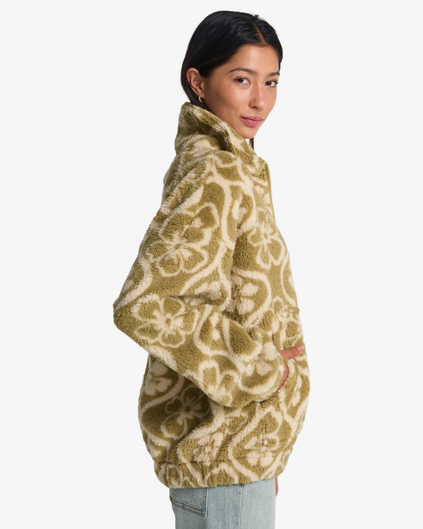 3 First Light - Fleece met Halve Rits voor Dames Green EBJPF00125 Billabong