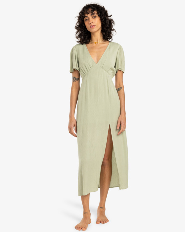 0 Jet Set - Vestido de Longitud Media para Mujer Verde EBJWD00134 Billabong