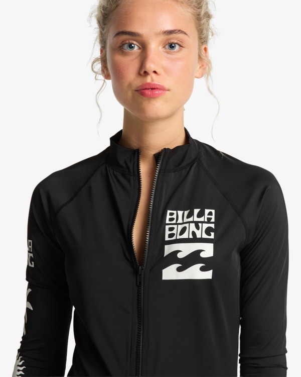 2 Surf Capsule - T-shirt de surf de manga comprida com fecho frontal para Mulher Preto EBJWR03034 Billabong