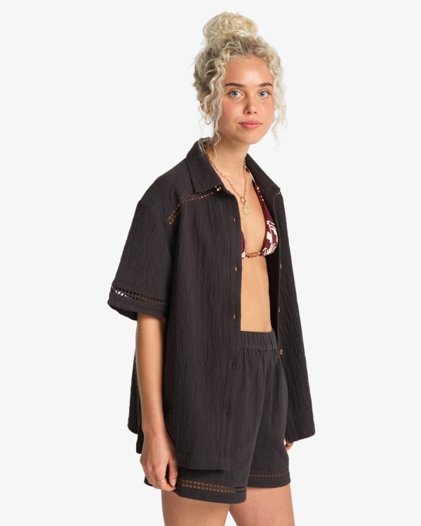 3 Summers End - Camisa de manga corta para mujer Negro EBJWT00126 Billabong