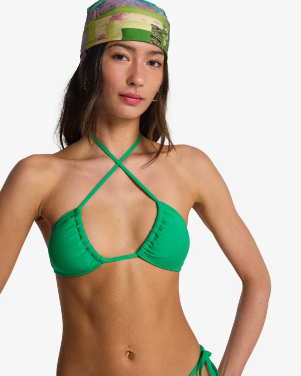 1 Sol Searcher Multi Tri - Triangle Bikini Top for Women Green EBJX300103 Billabong