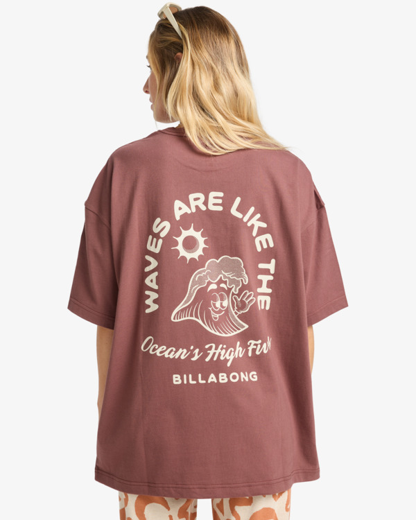 1 The Great Waves - Short Sleeve T-Shirt for Women Brown EBJZT00475 Billabong