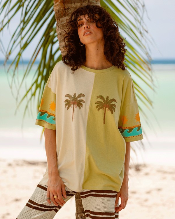 0 Split Palm - T-Shirt &agrave; manches courtes pour Femme Jaune EBJZT00578 Billabong