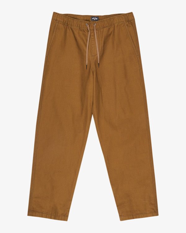 3 Larry Canvas - Calças de ganga elásticas com cordão para homem Marrom EBYDP03004 Billabong