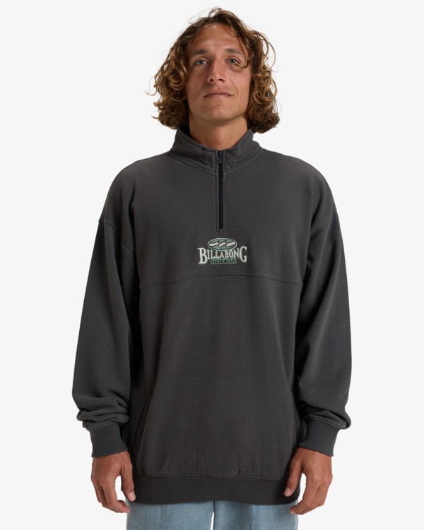 1 Burleigh - Sweatshirt Pulôver com meio fecho para homem Preto EBYFT00130 Billabong