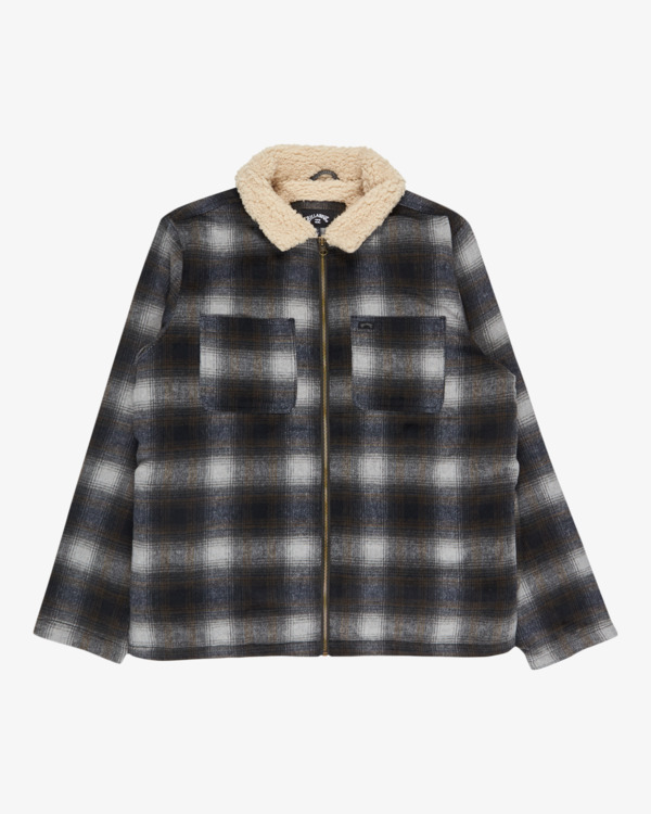 7 Hills Sherpa - Sherpa Lined Wool Plaid Jacket for Men Black EBYJK00136 Billabong
