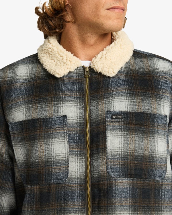 4 Hills Sherpa - Sherpa Lined Wool Plaid Jacket for Men Black EBYJK00136 Billabong