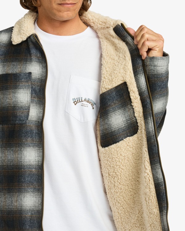 6 Hills Sherpa - Sherpa Lined Wool Plaid Jacket for Men Black EBYJK00136 Billabong