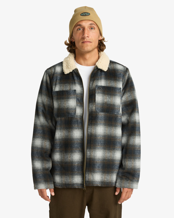 0 Hills Sherpa - Sherpa Lined Wool Plaid Jacket for Men Black EBYJK00136 Billabong