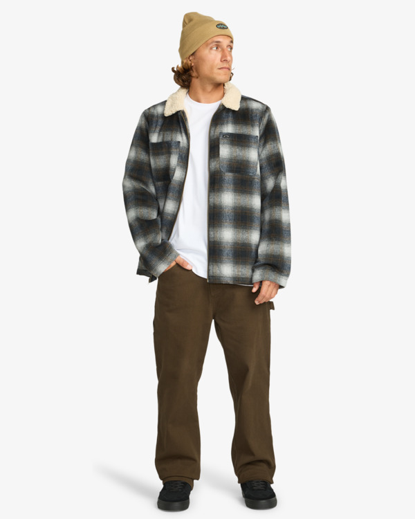 1 Hills Sherpa - Sherpa Lined Wool Plaid Jacket for Men Black EBYJK00136 Billabong
