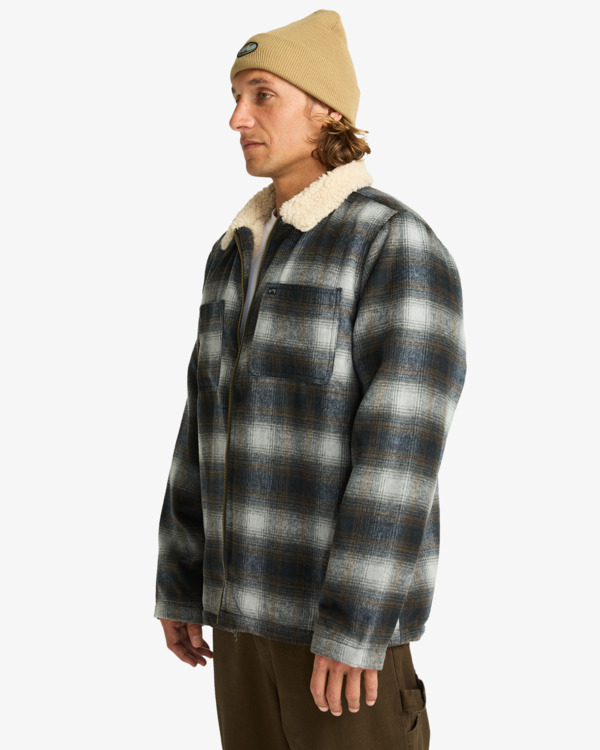 3 Hills Sherpa - Sherpa Lined Wool Plaid Jacket for Men Black EBYJK00136 Billabong