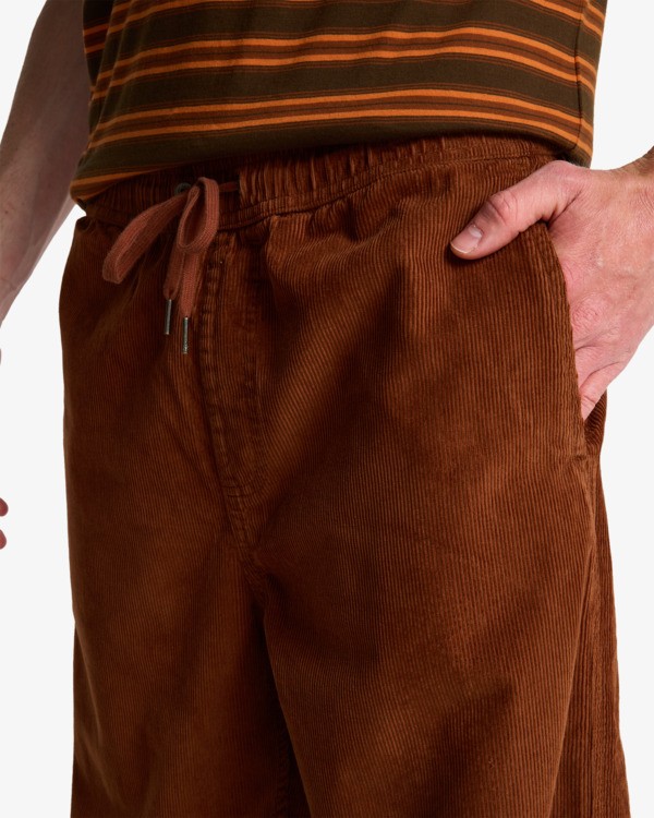 4 Larry Cord - Elasticated Waist Corduroy Trousers for Men Brown EBYNP00111 Billabong