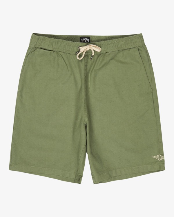 3 Larry Linen - Elastische Shorts f&uuml;r M&auml;nner Gr&uuml;n EBYWS00135 Billabong