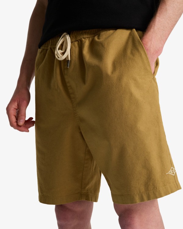 4 Larry Linen - Bermuda Elasticizzati da Uomo Beige EBYWS00135 Billabong