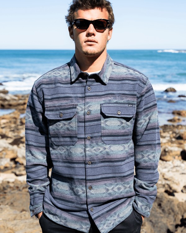 0 Offshore Jacquard Flannel - Yarn Dye Textured Woven Top for Men Black EBYWT03013 Billabong