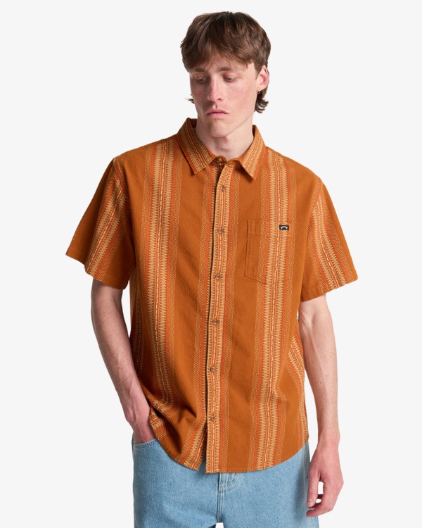 0 Sundays Jacquard - Short Sleeve Shirt for Men Brown EBYWT03021 Billabong