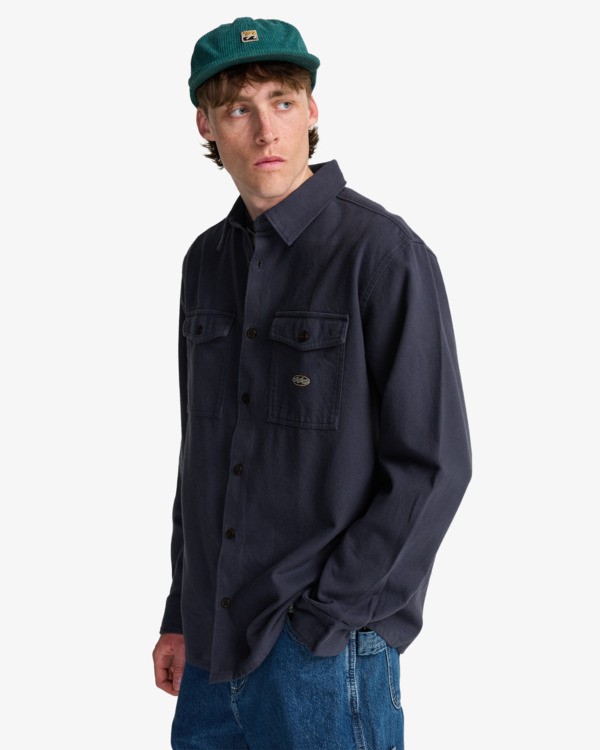 3 Since 73 Del Mar Flannel - Lang&auml;rmliges Hemd f&uuml;r M&auml;nner Schwarz EBYWT03026 Billabong