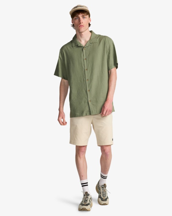 1 Vacay Linen - Kurz&auml;rmliges Hemd f&uuml;r M&auml;nner Gr&uuml;n EBYWT03030 Billabong