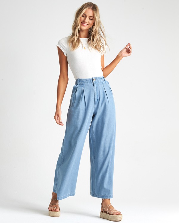 2 Big Trip Indigo - High Waisted Chambray Hose für Damen Blau S3PN04BIP0 Billabong