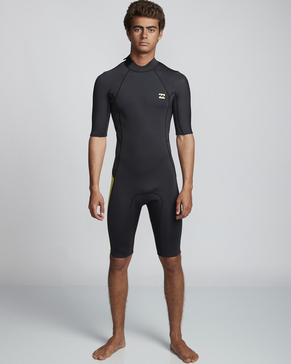 0 2/2mm Absolute FL - leichter Neoprenanzug mit Back-Zip und kurzen Ärmeln für Herren Grün S42M71BIP0 Billabong
