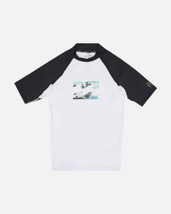 2 Team Wave - Short Sleeve UPF 50 Rash Vest for Boys White S4KY11BIP0 Billabong