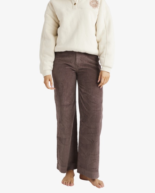 1 Palmy Cord - Wide Leg Trousers for Women Brown UBJNP00216 Billabong