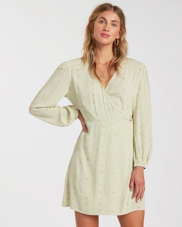 2 Lotta Love - Robe portefeuille courte pour Femme Vert W3DR36BIP1 Billabong