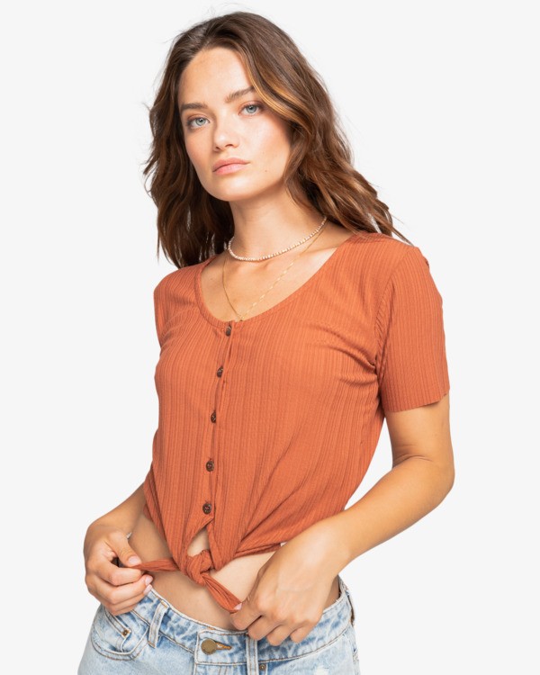 0 Lovely - Short Sleeve Knit Top for Women Brown W3KT15BIP1 Billabong