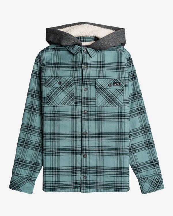 All Day Sherpa Hooded Flannel Shirt for Boys 8 14 Billabong