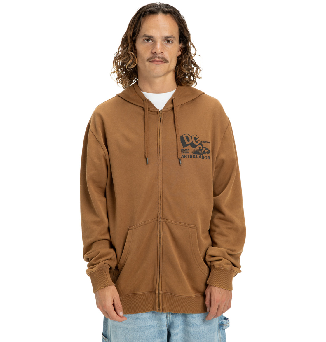 DC Parts Dep - Zip Hoodie for Men - Men's Brown Zip Hoodie | DC Shoes