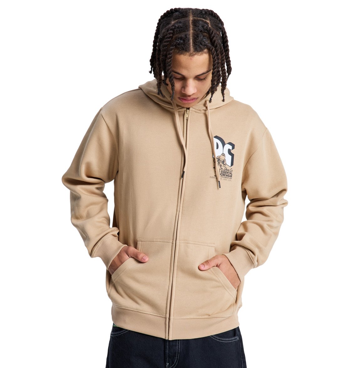 Anodized - Zip-Up Hoodie for Men - Men's Beige Zip-Up Hoodie | DC