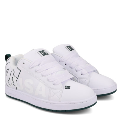 dcshoes, Court Graffik - Scarpe di pelle da Uomo, WHITE/WHTIE/GREEN (114) Court Graffik - Leather Shoes for Men  300529