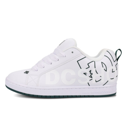 dcshoes, Court Graffik - Scarpe di pelle da Uomo, WHITE/WHTIE/GREEN (114) Court Graffik - Leather Shoes for Men  300529