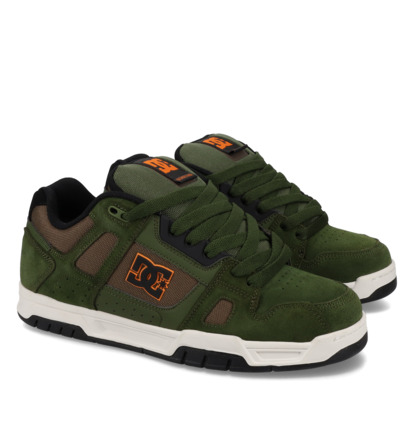 dcshoes, Stag - Chaussures en cuir pour Homme, OLIVE/OFFWHITE (310) Stag - Leather Shoes Unisex  320188