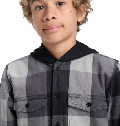 dcshoes, Ruckus Hooded - Camicia a maniche lunghe con cappuccio da Ragazzo 8-16, BLACK (kvj0) Ruckus Hooded - Hooded Long Sleeve Shirt for Boys 8-16  ADBWT03016