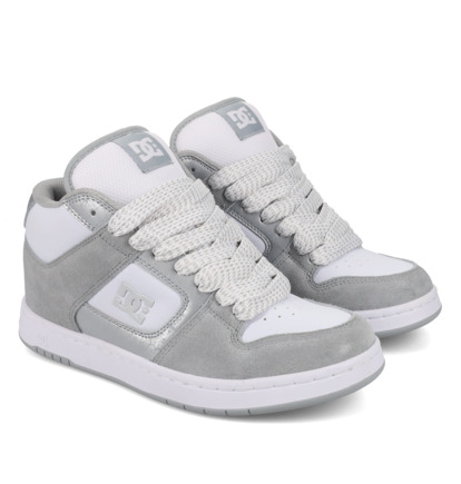 dcshoes, Manteca 4 Mid - Chaussures Mid Top en cuir pour Femme, GREY/WHITE (026) Manteca 4 Mid - Mid-Top Leather Shoes for Women  ADJS100162