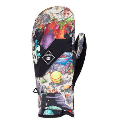 dcshoes, Franchise - Technical Snow Mittens for Men, OUTER WORLD BLACK (kta4) Franchise - Technical Snow Mittens for Men  ADYHN03029