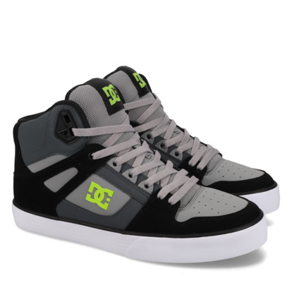 dcshoes, Pure High-Top Wc - High-Top Shoes for Men, BLACK/LIME (008) Pure High-Top - Leather High-Top Shoes for Men  ADYS400043
