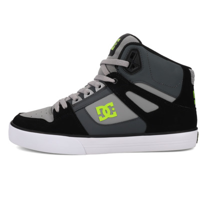 dcshoes, Pure High-Top Wc - High-Top Shoes for Men, BLACK/LIME (008) Pure High-Top - Leather High-Top Shoes for Men  ADYS400043