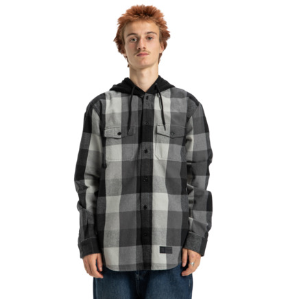 dcshoes, Ruckus - Camicia a maniche lunghe con cappuccio da Uomo, BLACK (kvj0) Ruckus - Hooded Long Sleeve Shirt for Men  ADYWT03104