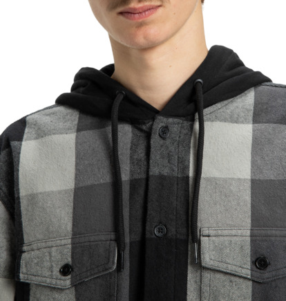 dcshoes, Ruckus - Camicia a maniche lunghe con cappuccio da Uomo, BLACK (kvj0) Ruckus - Hooded Long Sleeve Shirt for Men  ADYWT03104