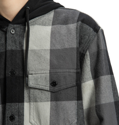 dcshoes, Ruckus - Camicia a maniche lunghe con cappuccio da Uomo, BLACK (kvj0) Ruckus - Hooded Long Sleeve Shirt for Men  ADYWT03104