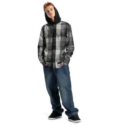 dcshoes, Ruckus - Camicia a maniche lunghe con cappuccio da Uomo, BLACK (kvj0) Ruckus - Hooded Long Sleeve Shirt for Men  ADYWT03104