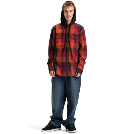 dcshoes, Ruckus - Hooded Long Sleeve Shirt for Men, PICANTE (nqv0) Ruckus - Hooded Long Sleeve Shirt for Men  ADYWT03104