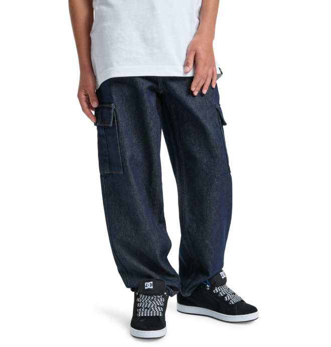 Baggy Cargo Indigo Dye - Denim Trousers for Boys 8-16  EDBDP03059