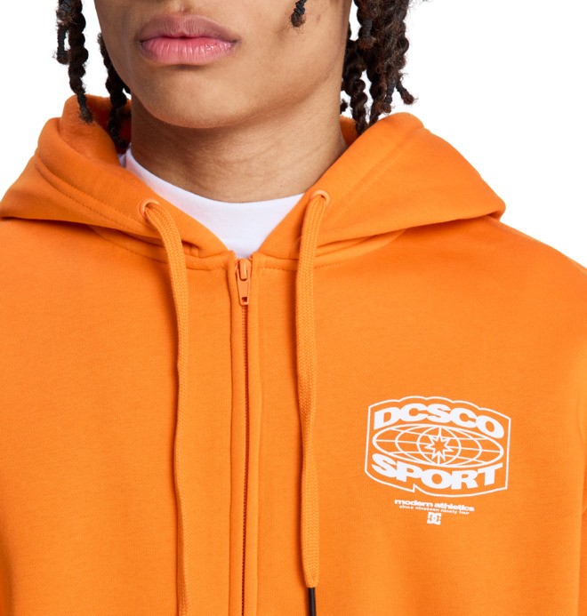 Retro Sport - Zip-Up Hoodie for Men - Men's Orange Zip-Up Hoodie