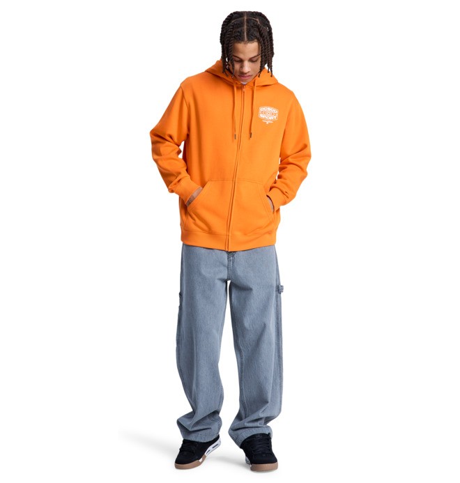 Retro Sport - Zip-Up Hoodie for Men - Men's Orange Zip-Up Hoodie
