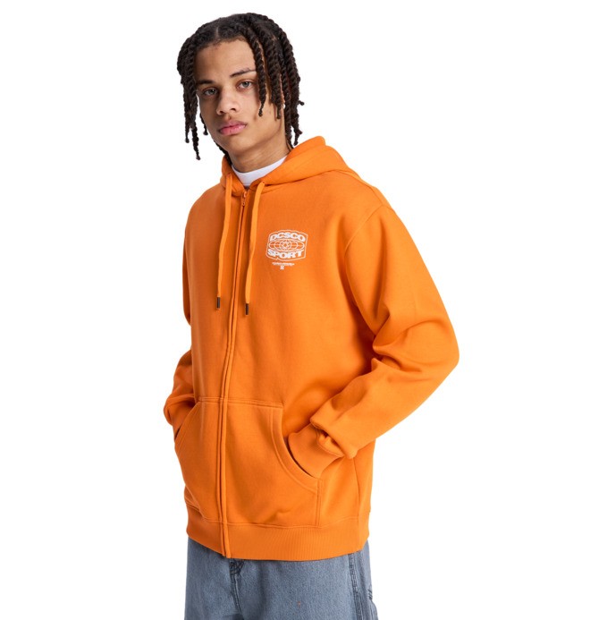 Retro Sport - Zip-Up Hoodie for Men - Men's Orange Zip-Up Hoodie