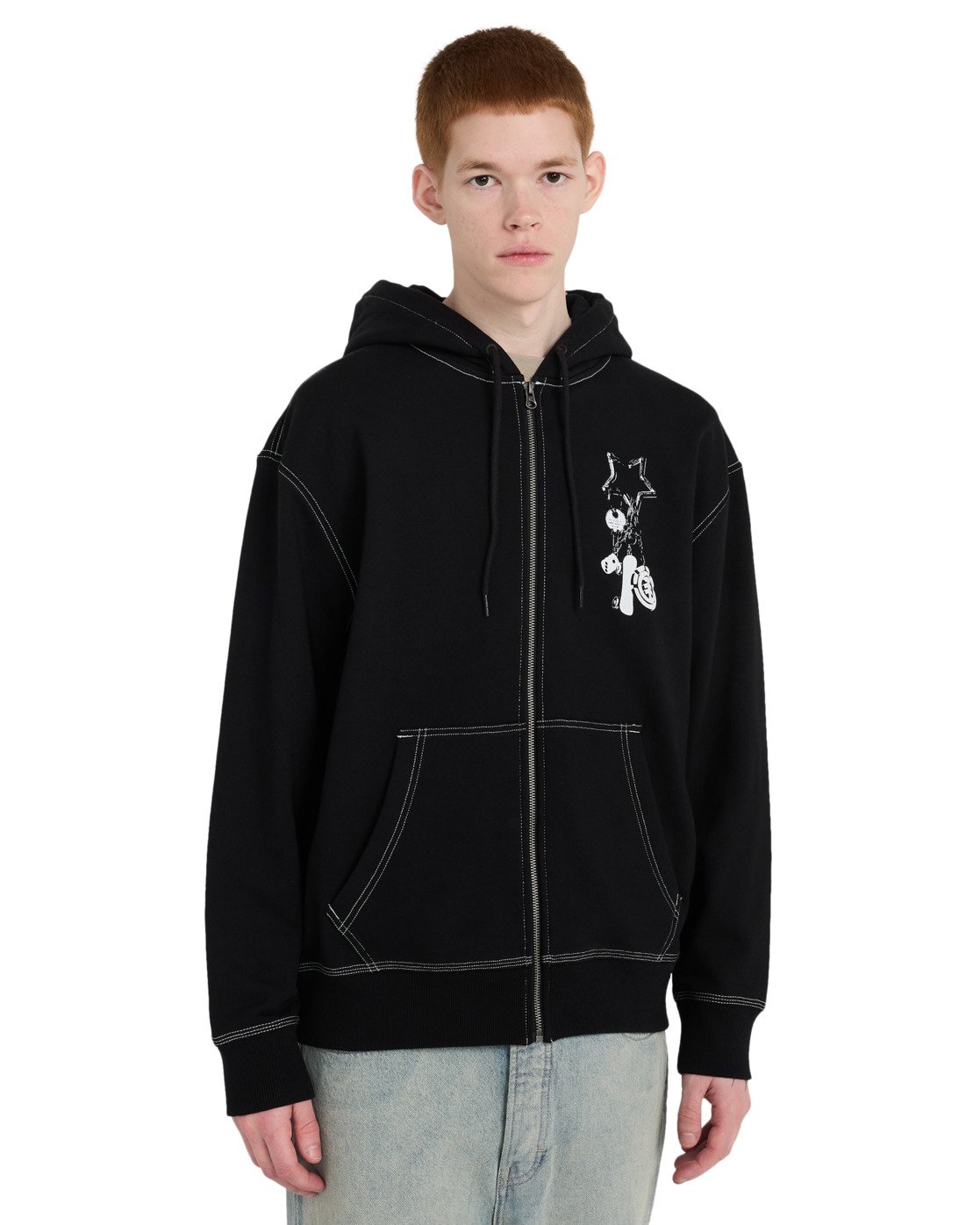 [新品] Zip-Up Hoodie In Wool Flannel M0 Keychain - Men's Black Zip-Up Hoodie | Element