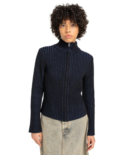2Tone Rib Zip Cardigan W - Zip Up Cardigan for Women  ELJSW00112